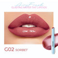 Waterproof and moisturising lipstick in a silver case, shown in one of six colour options from Z0033-G01 to Z0033-G06.