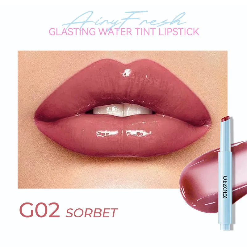 Waterproof and moisturising lipstick in a silver case, shown in one of six colour options from Z0033-G01 to Z0033-G06.