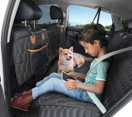 Black machine washable cloth three-in-one pet car travel mat 137x149cm for dogs and cats