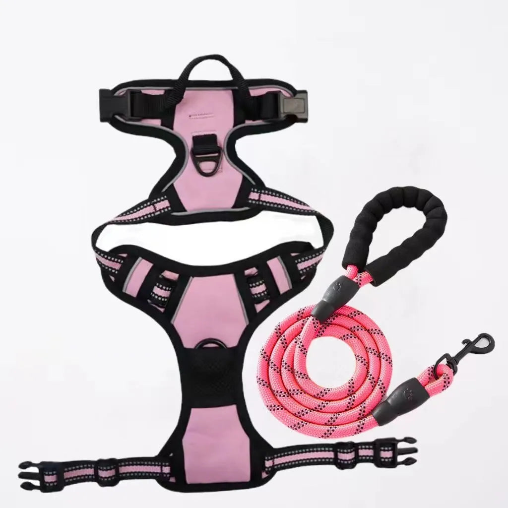 Nylon dog rope chest and back lead in ten colours with 1.5 m round rope option and sizes S M L XL