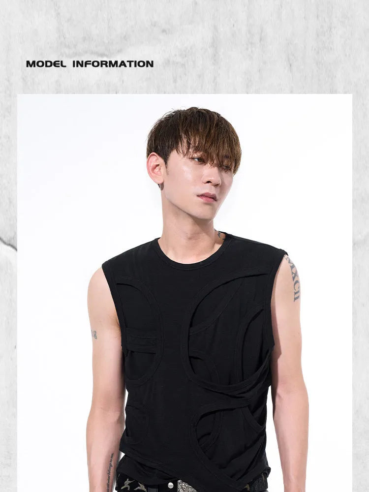 Men's solid colour lyocell vest with round neck, shown in grey.