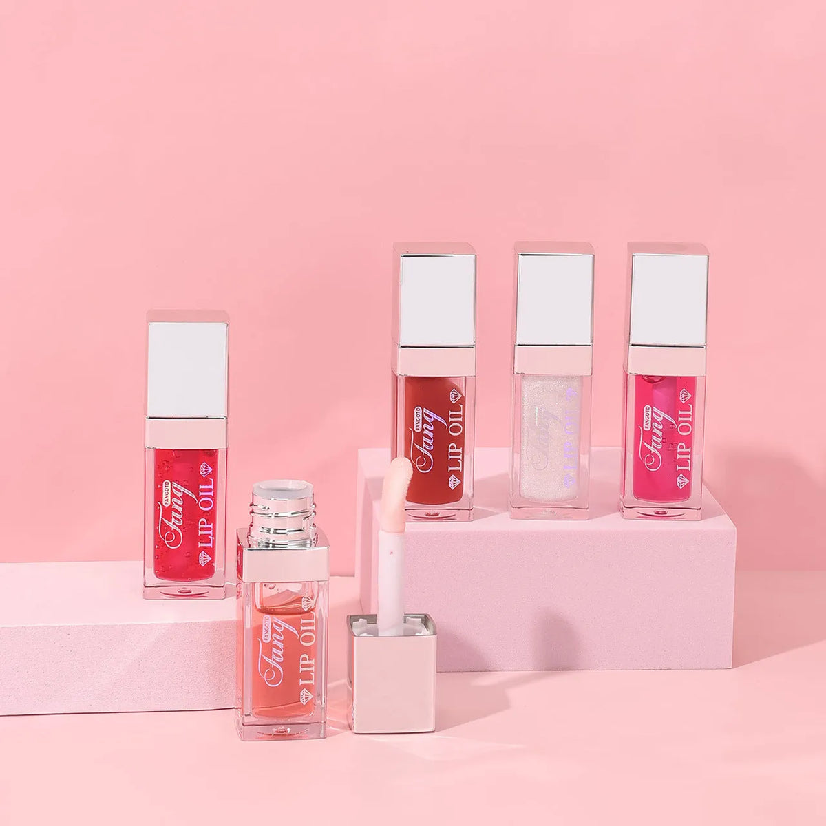 Five colour options of lip gloss mint lipstick with moisturising and repairing effects