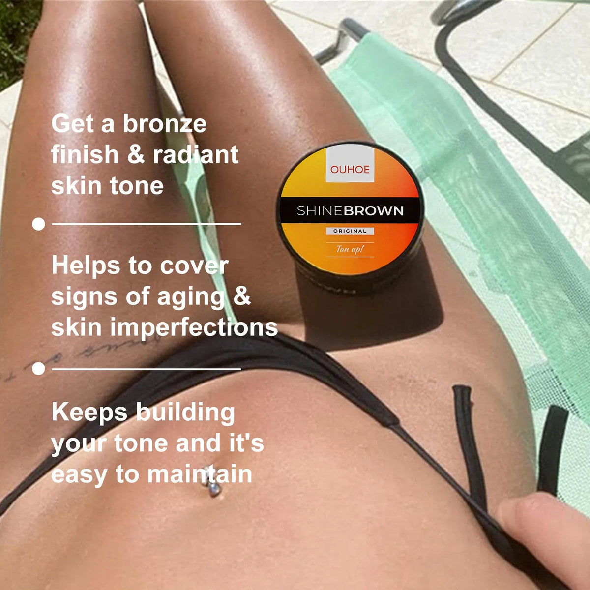 Tanning cream tube and aloe vera gel bottle for accelerated tanning and after sun skin repair.