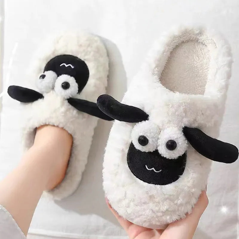 Brown thermal cotton slip-on slippers with suede upper and PVC sole on a white background