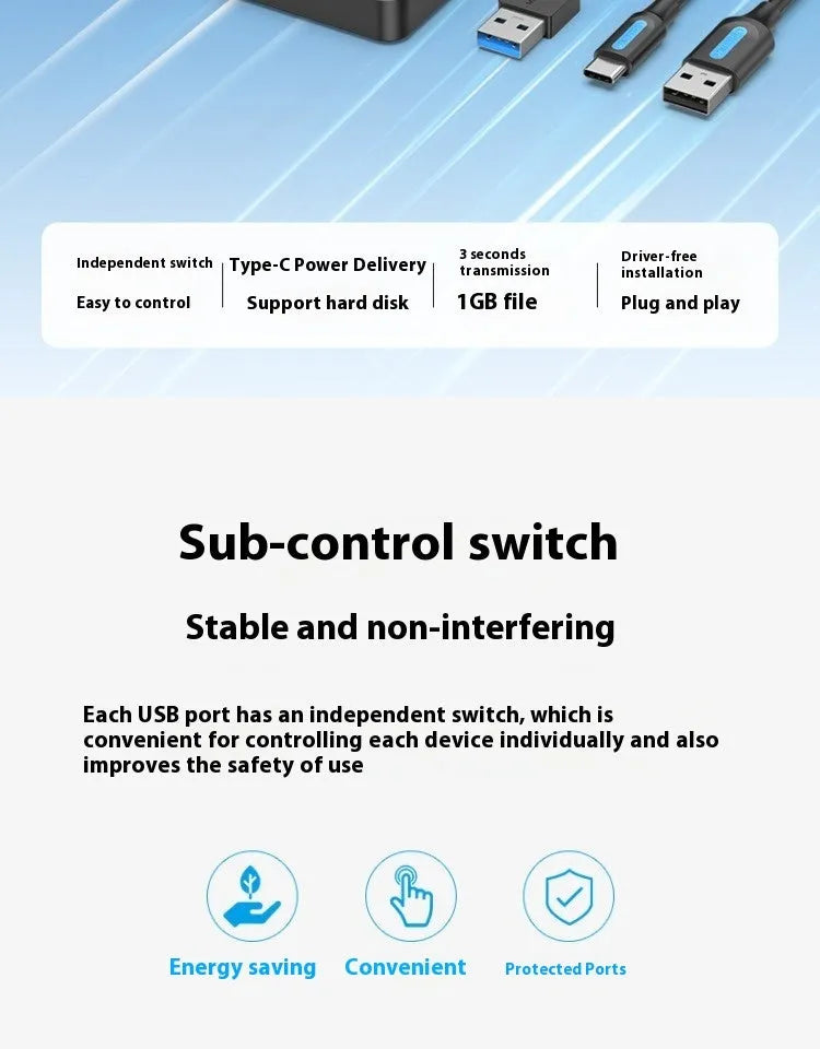 Vention USB 3.0 extender expansion dock with four interfaces and 1 metre cable