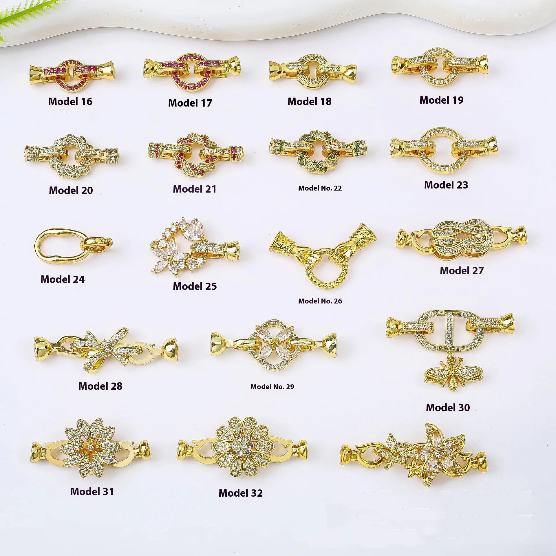 Small 18K gold colour metal clasp for pearl necklaces and jewellery making
