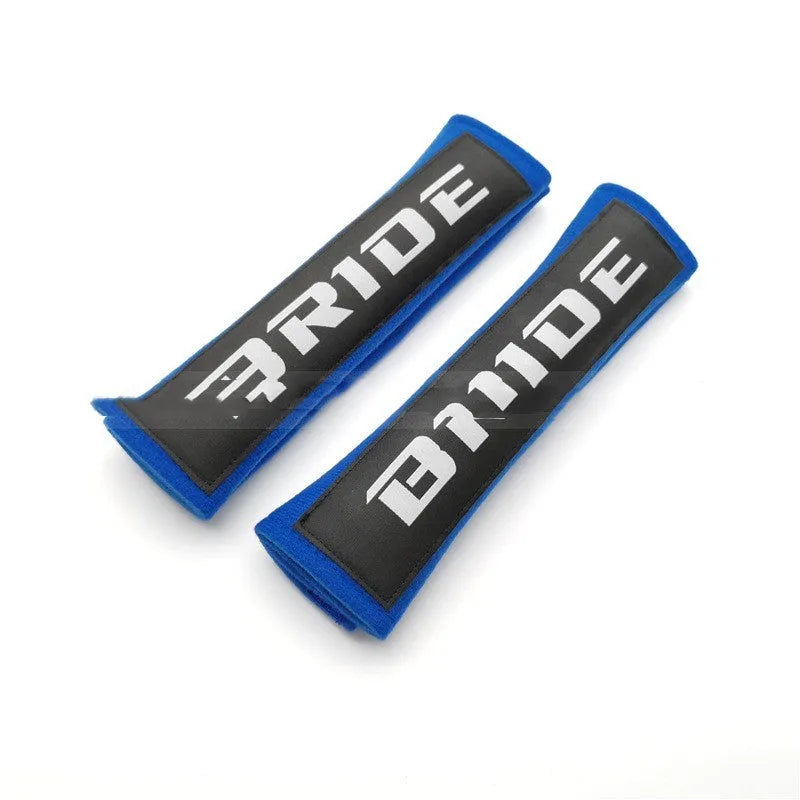 Car seat belt shoulder pad set in black blue red colours with embroidery on cotton sponge cloth