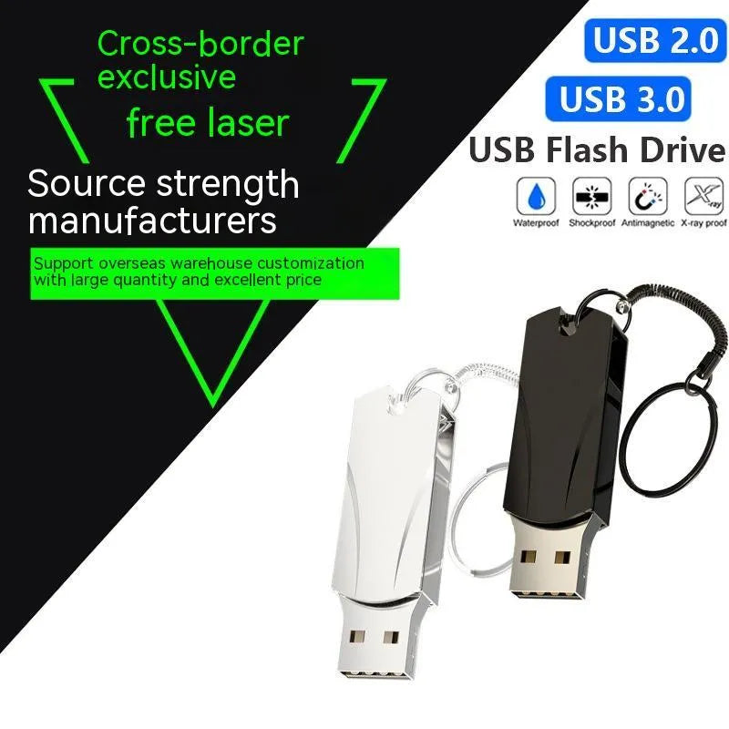 Metal swivel USB flash drive 40x15x8mm with USB 2.0 connector, shown in silver or grey