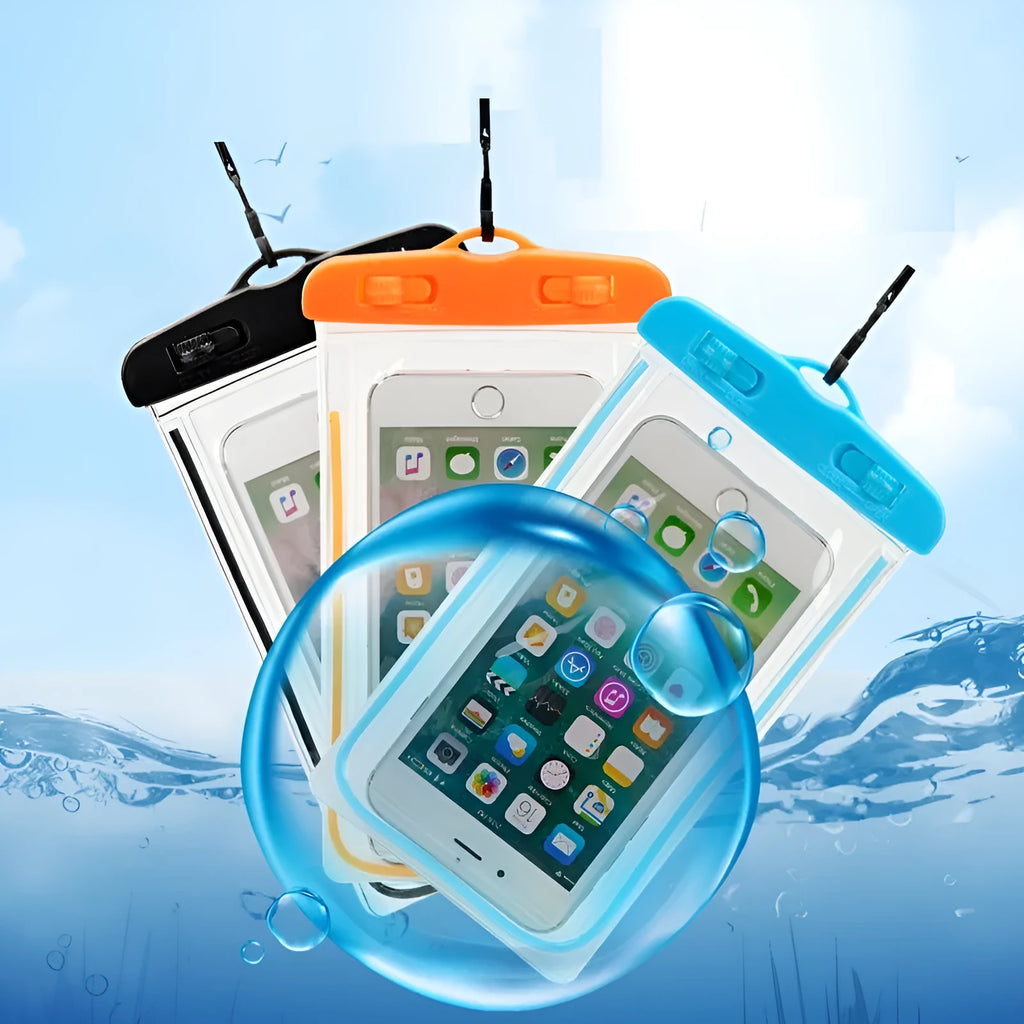 Universal waterproof phone case with luminous edge in multiple colours for outdoor sports