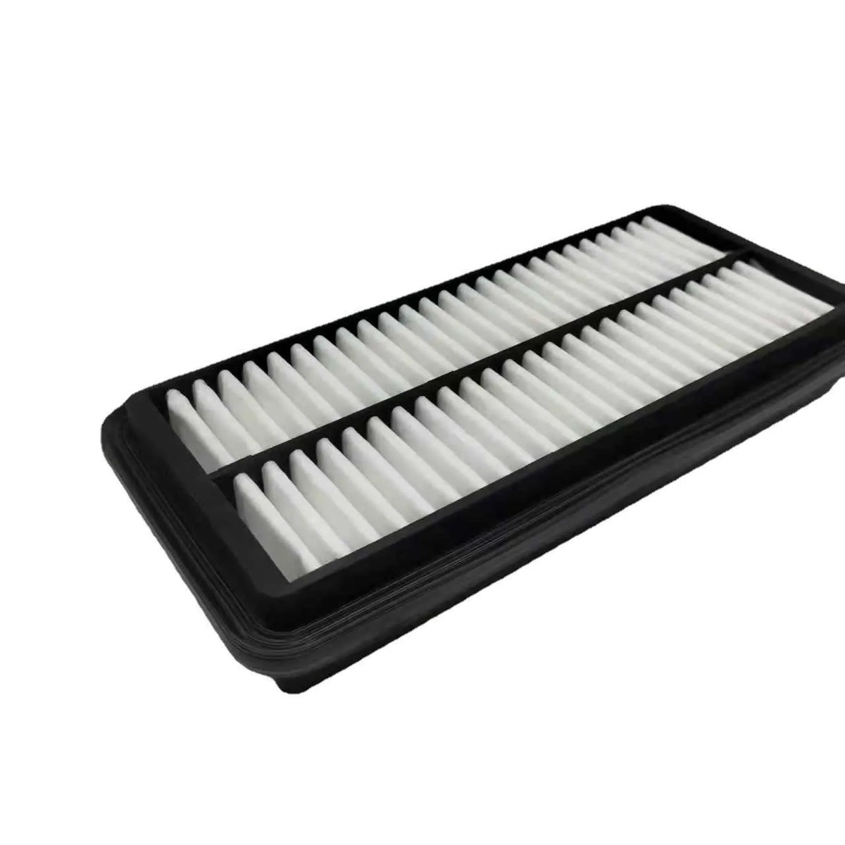 Black car air filter for Modern vehicles measuring 256x113x40mm