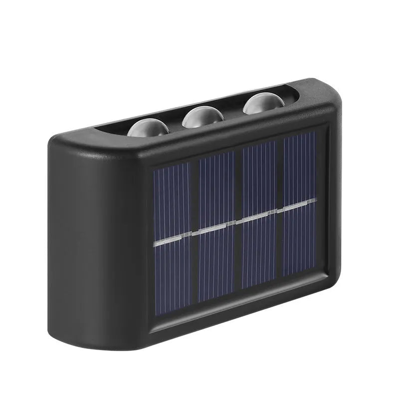 Solar outdoor wall lamp, flower shape convex mirror, 4LED, IP65, warm or white light