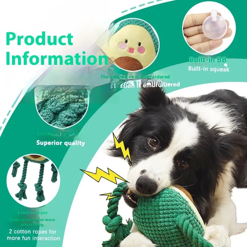 Green 14cm interactive plush dog toy with sound and bendable bite-resistant shape for big dogs