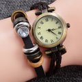 Vintage craft bracelet watch for women with 9.7mm thickness and cowhide leather strap in antique style