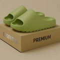 Women's beach slippers with thick EVA soles in black, green, brown and beige colour options