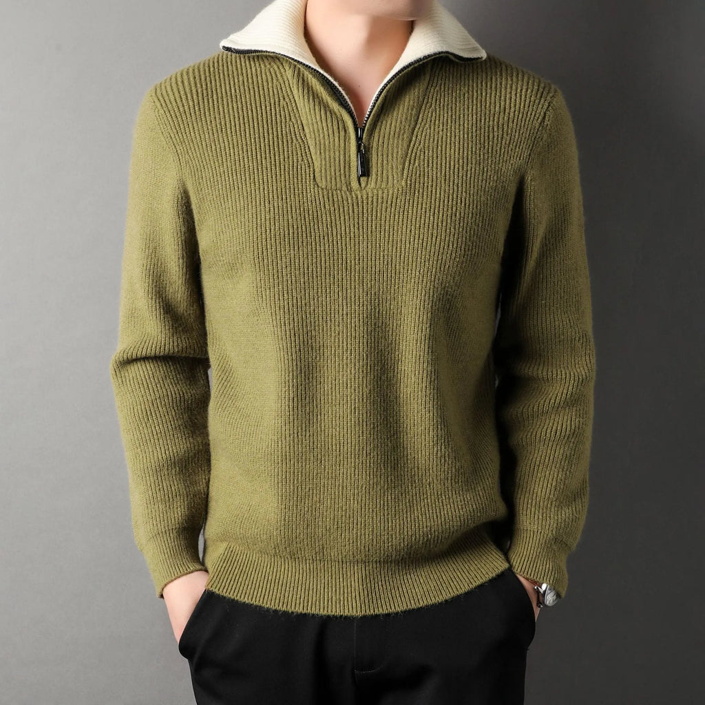 Twisted jacquard lapel sweater cardigan for men loose fit thickening long sleeve autumn leisure wear