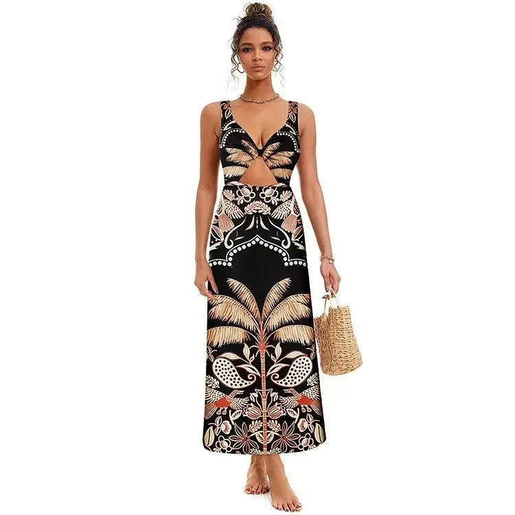 Women's black one-piece polyester swimsuit with fashion design for beach wear
