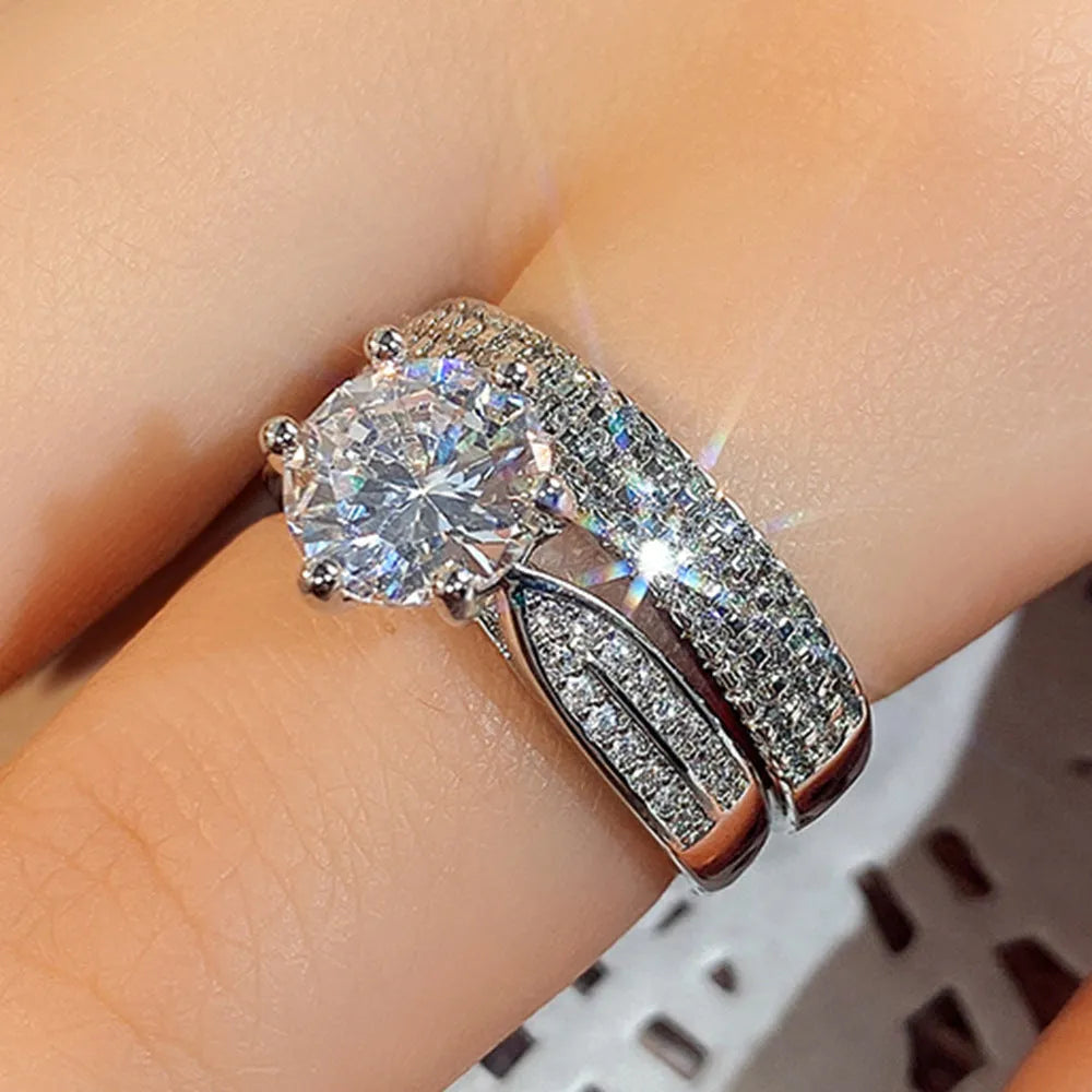 White gold colour geometric wedding ring bracelet combined design jewellery