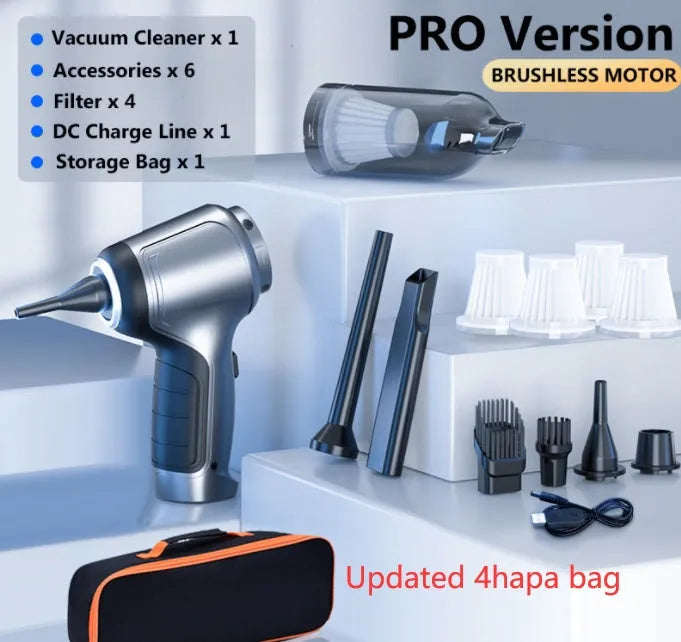 Handheld car and home vacuum cleaner with rechargeable battery and EVA storage bag