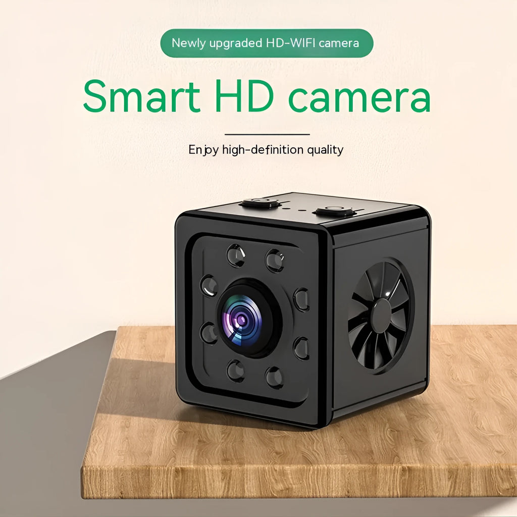 Black K13 remote network sports camera with mounting bracket, cubic 26cm design.