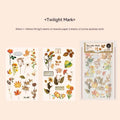 Huazhisen art deco forest label stickers in six colour variants showing transfer paper and cotton linen sheets