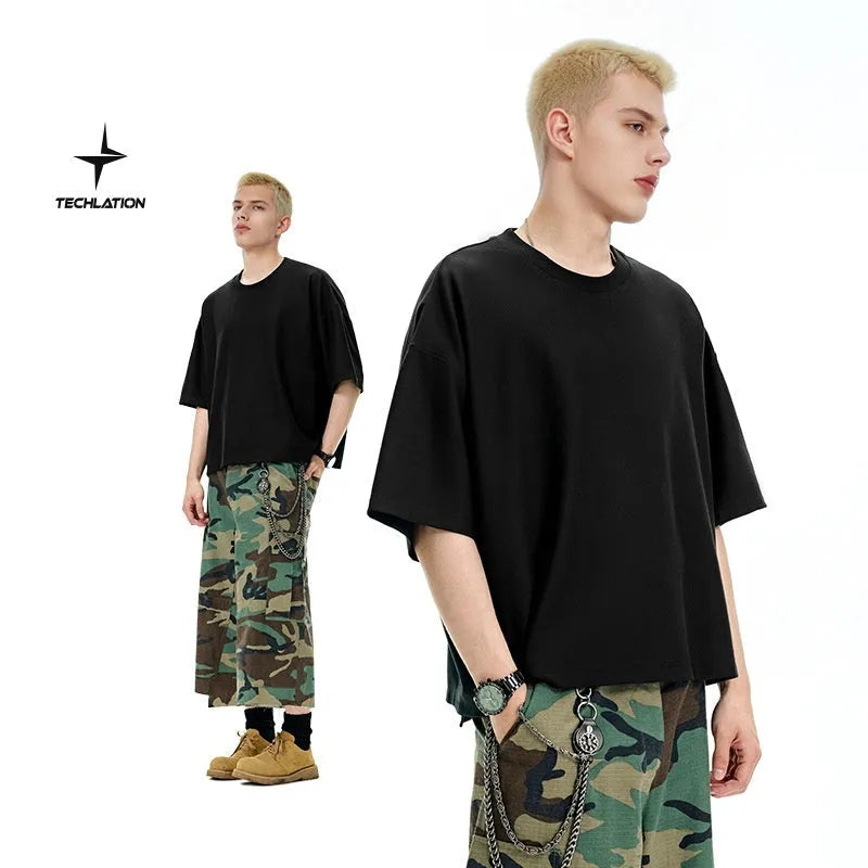 Men's sand grey loose fit short sleeve pullover with regular sleeves