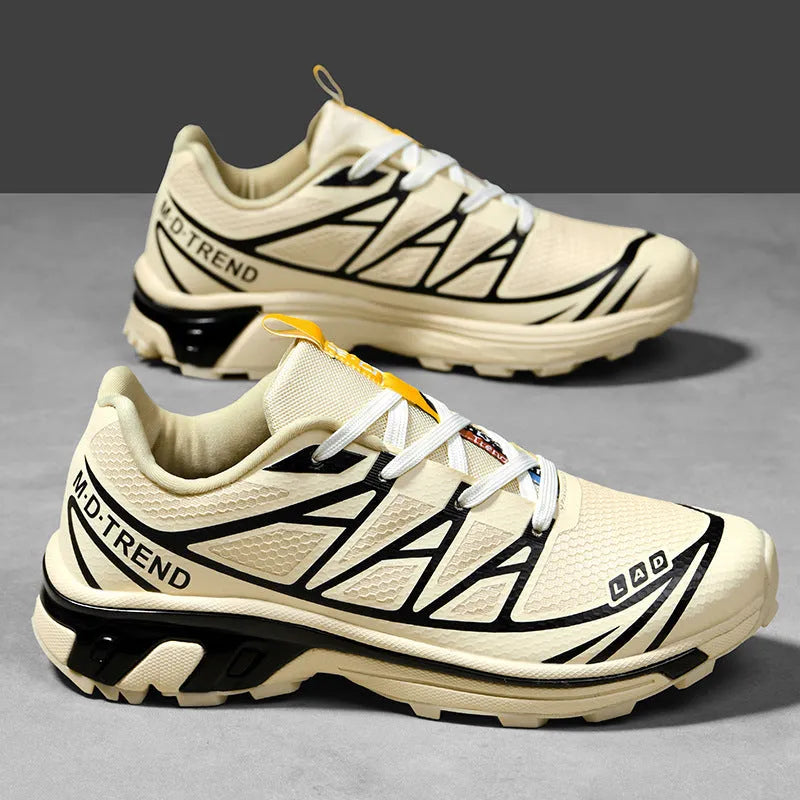 Men's and women's low-top outdoor hiking shoes in a casual sports style with lace-up front.