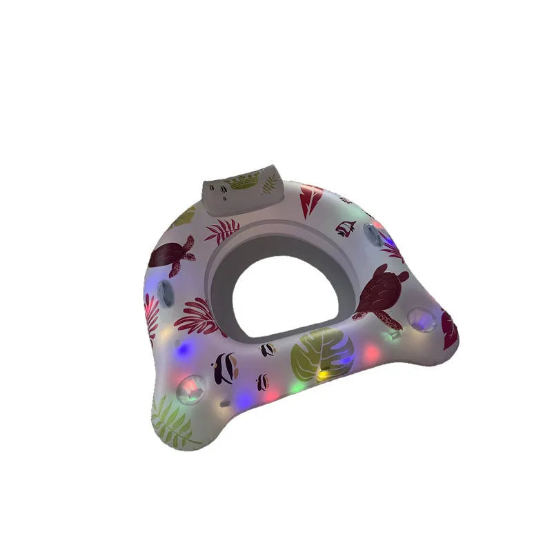 White U-shaped inflatable float with luminous features for water recreation