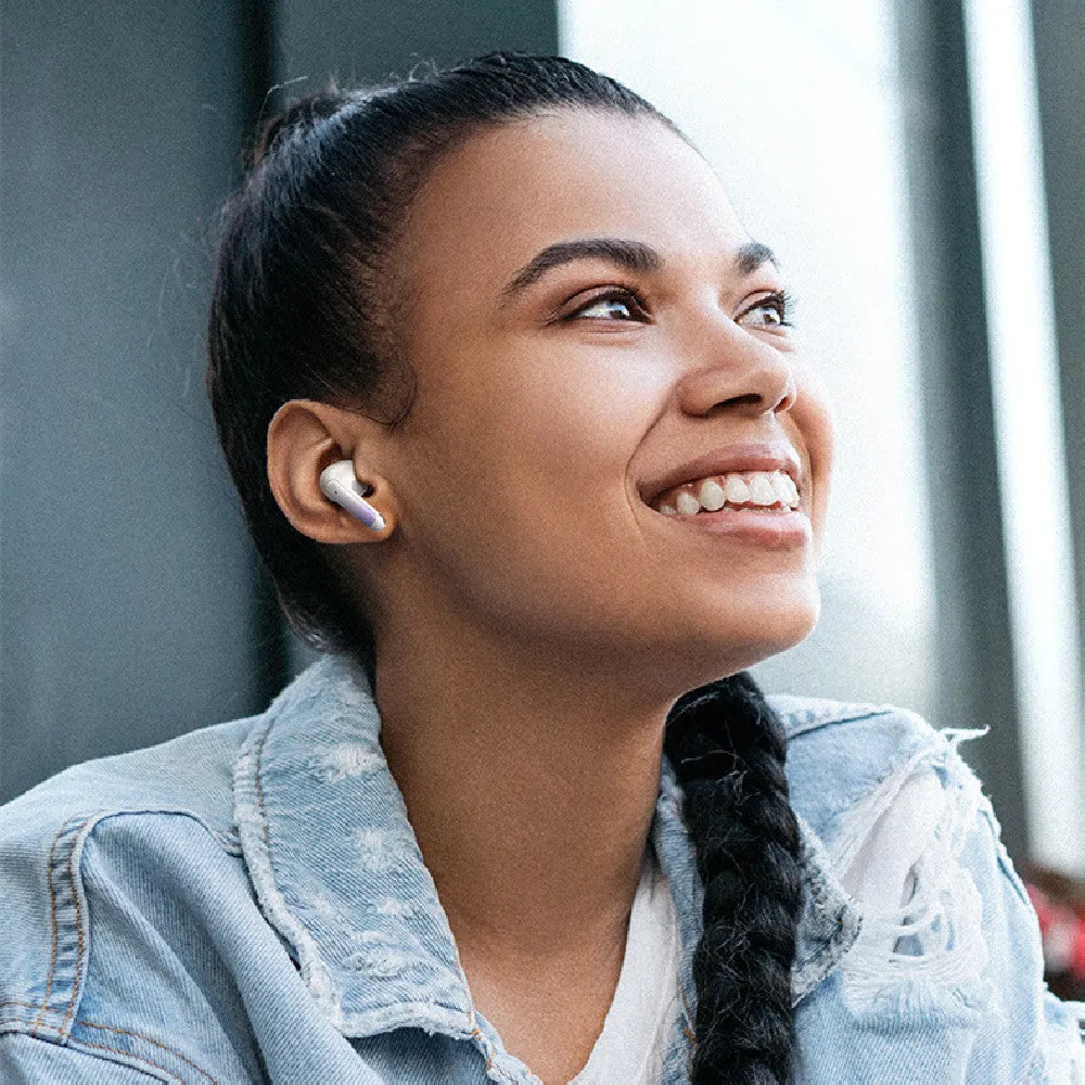 Wireless in-ear sports gaming Bluetooth headset in gradient blue colour.