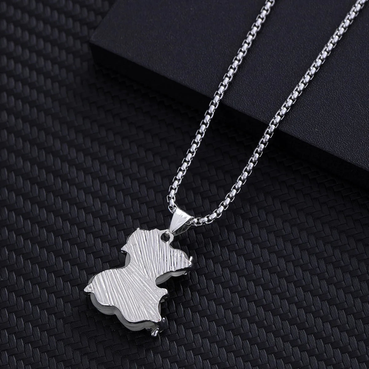 Little bear pendant necklace with white K-colour alloy charm and titanium steel lock chain for casual wear