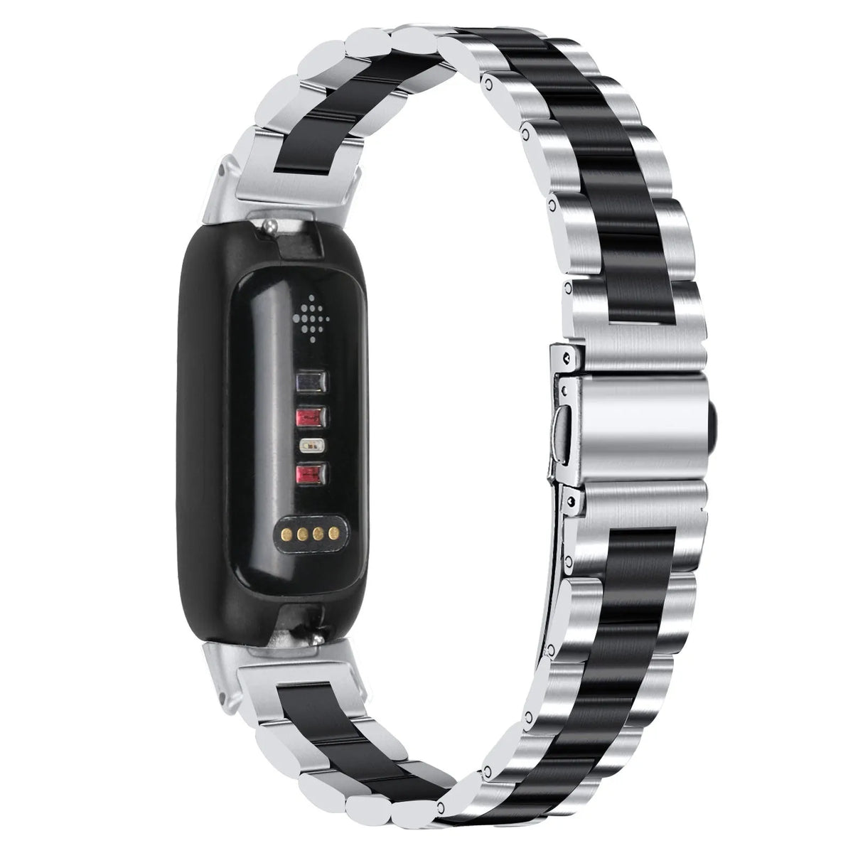 Stainless steel Apple Watch strap for Inspire 3 with three-bead design in multiple colour options