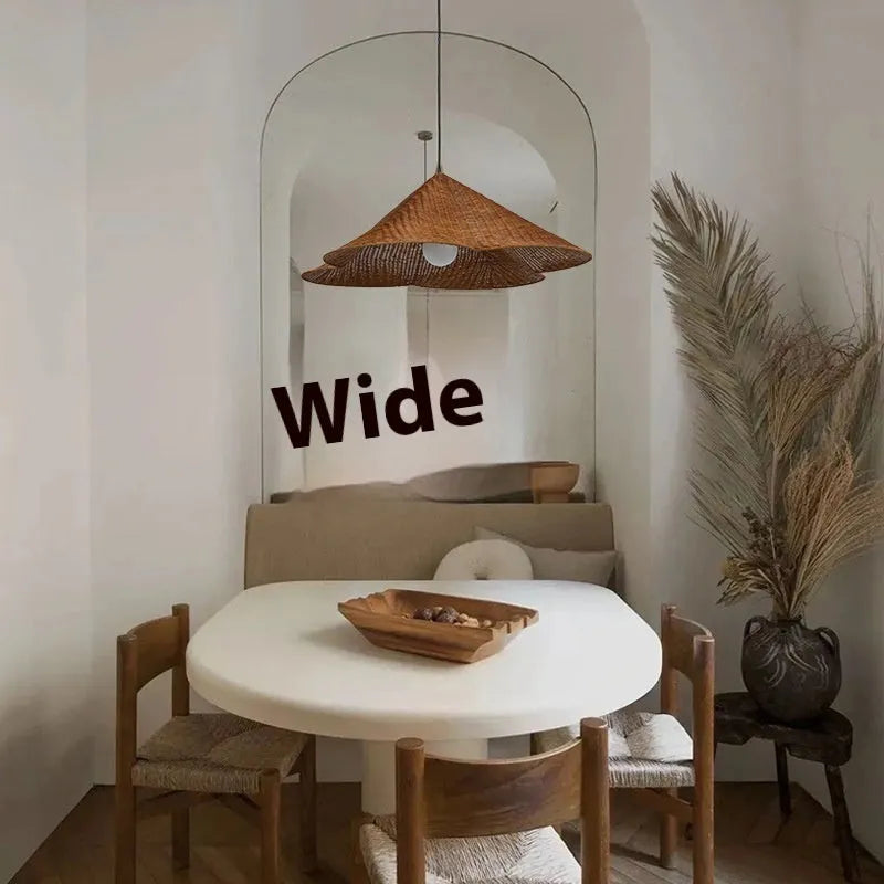 Silent Style woven rattan ceiling lamp in natural colour, shown in 50cm, 60cm, and 80cm diameter options.