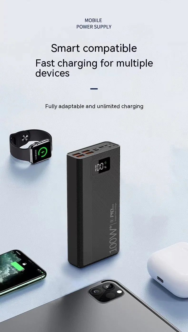Large capacity power bank in black or white with fast charging support