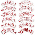 Halloween cake border in red hand design, paper cupcake surrounding border, 12 pack