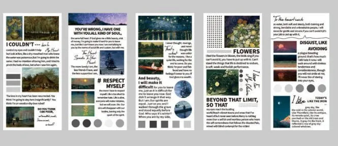 Pack of 20 rectangular landscape painting paper stickers measuring 60mm by 120mm.
