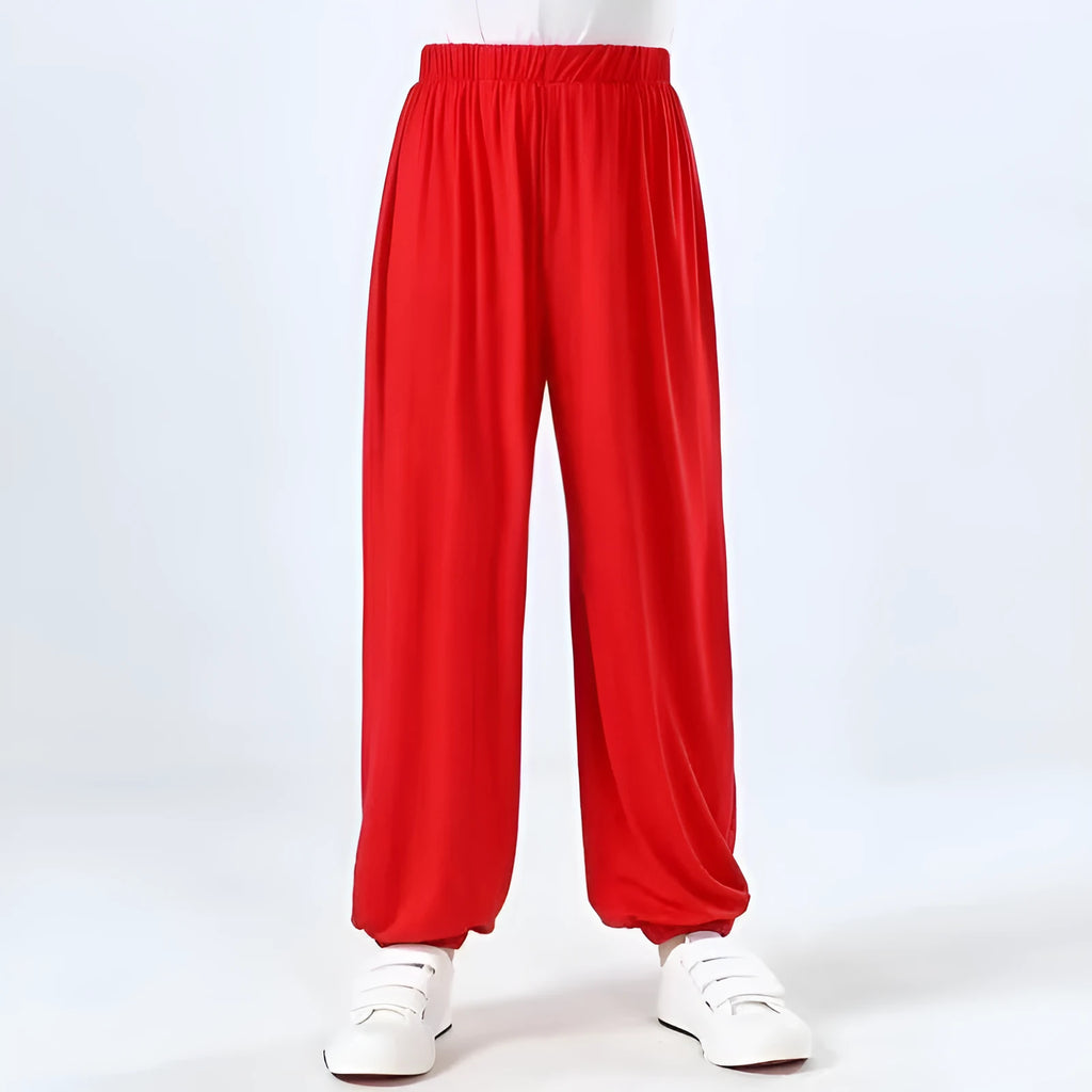 Children's black high-elasticity Sanda practice pants made from Lycra fabric