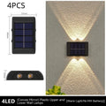 Solar outdoor wall lamp, flower shape convex mirror, 4LED, IP65, warm or white light