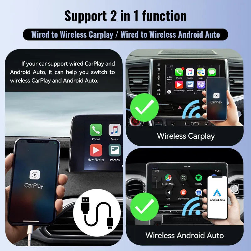 Mini black CarPlay USB interface for wireless vehicle connectivity