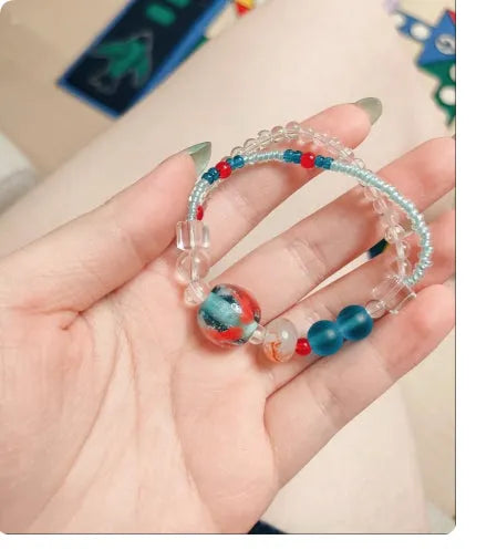 Goldfish Pond Bracelet with natural blue phosphate accents, mixed materials, baking paint finish, women's jewellery