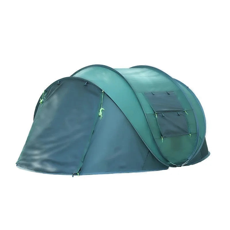Dark green or brown single layer automatic tent with fibreglass pole and Oxford cloth, for 3-4 people