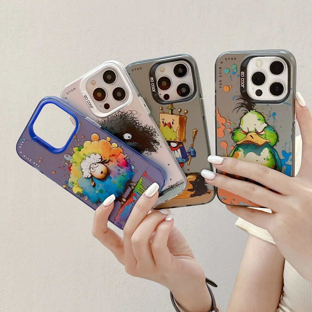 Drop-resistant phone case in TPU and PC for iPhone with anti-fingerprint finish, shown in Astronaut design.