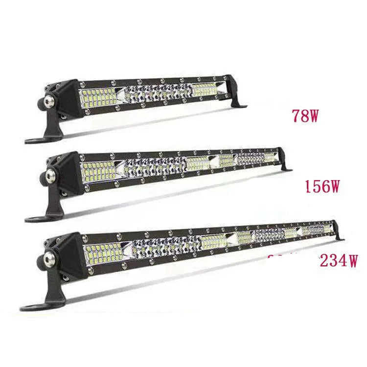 Ultra-thin single row white LED strip light bar with aluminium housing for vehicle roof mounting.