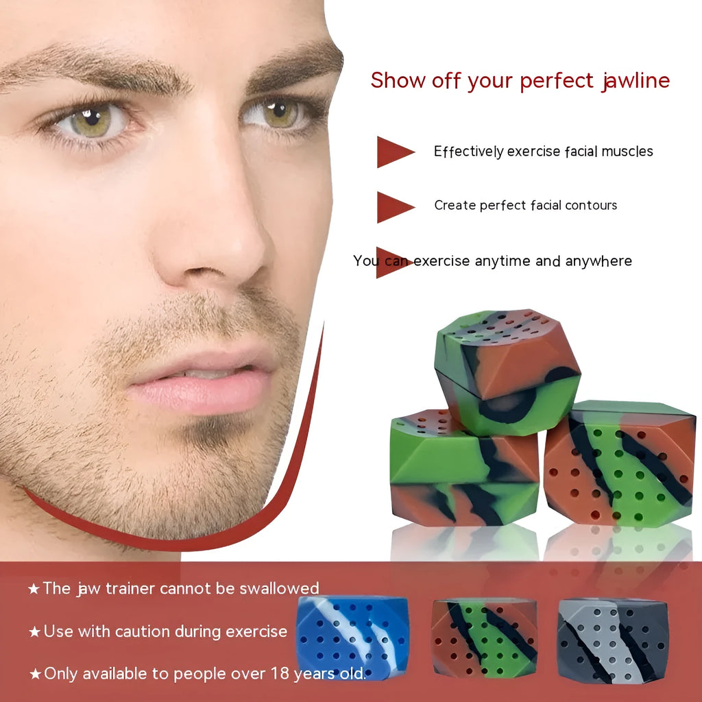 Two camouflage pattern silicone facial exercise balls for jaw training and masseter workouts