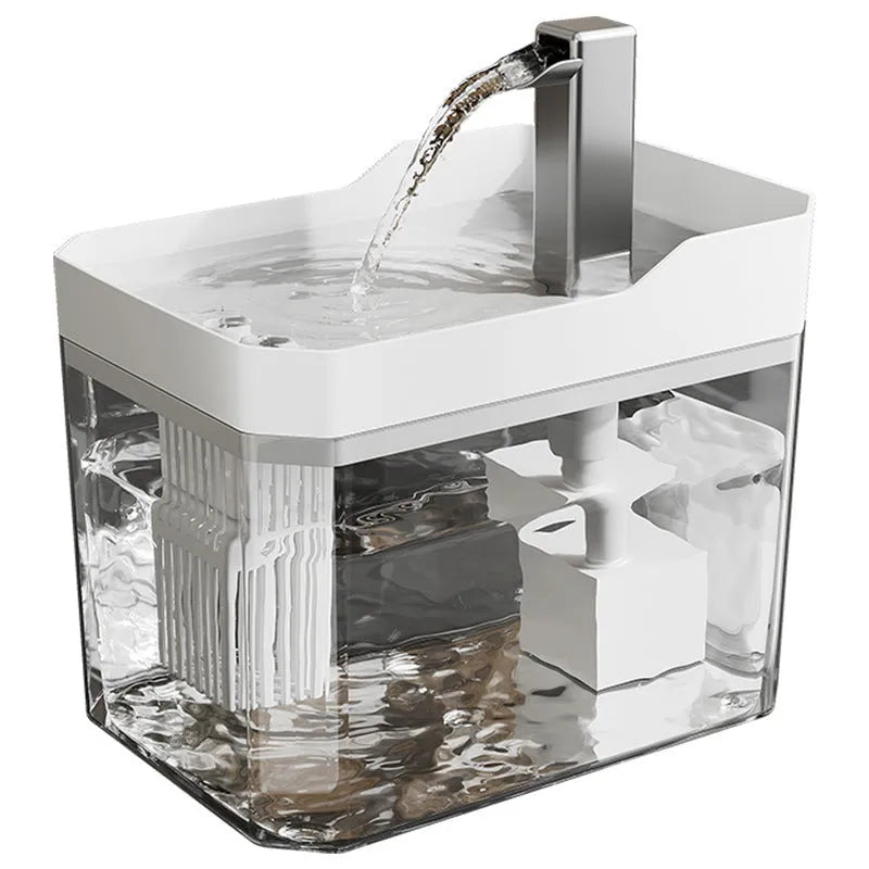 Automatic cat water fountain with transparent plastic body and circulating water system