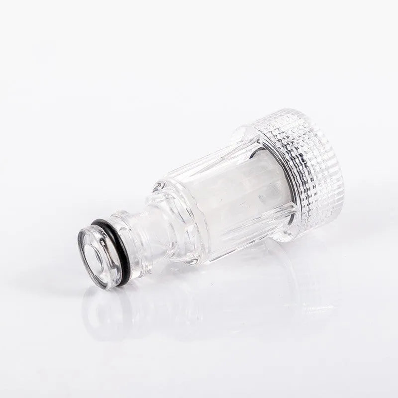 Transparent plastic inlet joint for Karcher pressure washers with filter screen