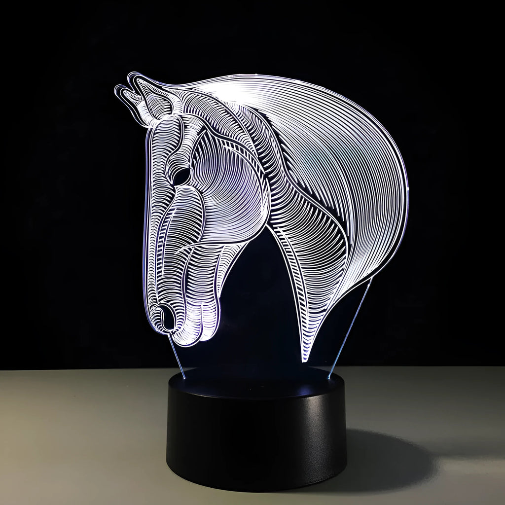 Horse's head LED night light with seven colour changing modes and remote control