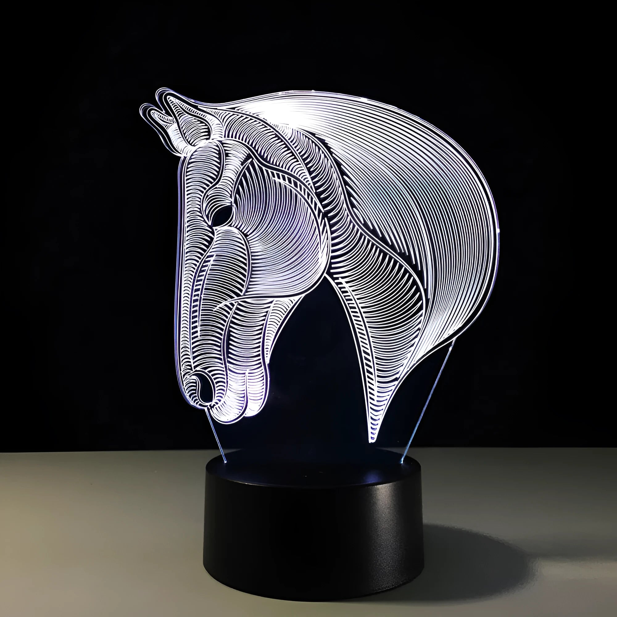 Horse's head LED night light with seven colour changing modes and remote control