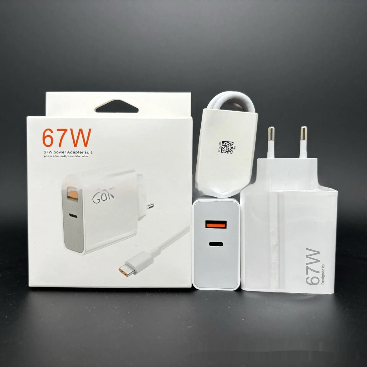 Blue gallium nitride charger with European standard plug for fast mobile phone charging