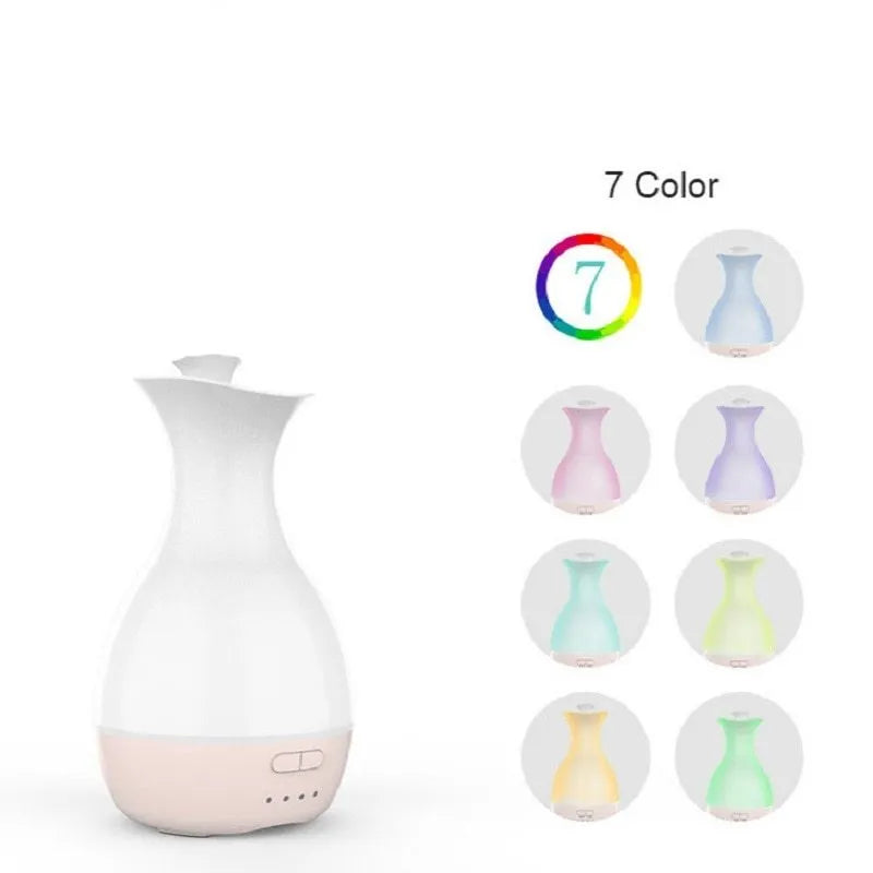 White ultrasonic aromatherapy diffuser with colourful night light and 200ml water tank