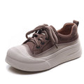 Women's full grain cow leather lace-up casual shoes in yellow and cameo brown colours