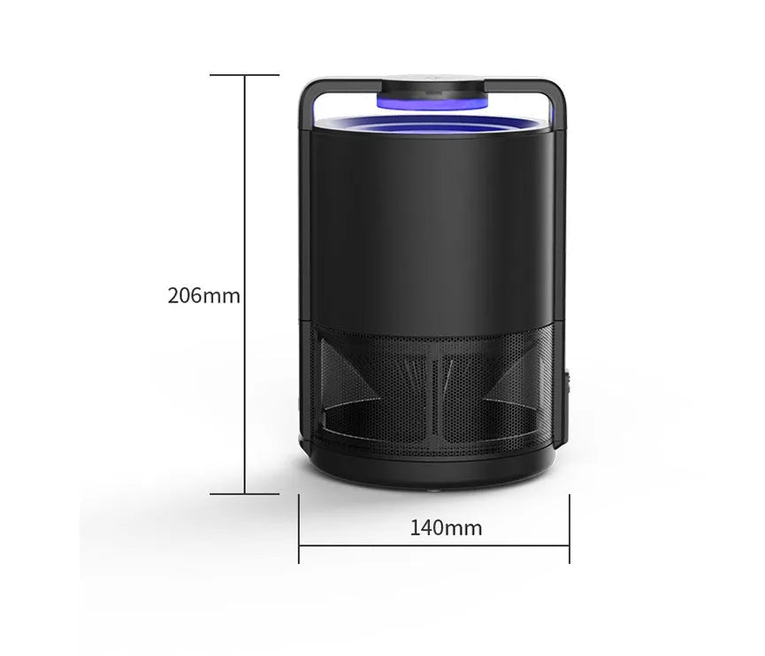 Black ABS intelligent light control mosquito killer lamp, 13cm x 14cm x 20.6cm, 220V 5W indoor insect trap